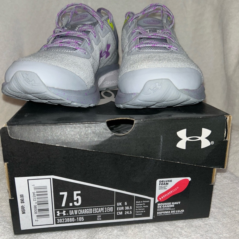 Under Armour Gray and Purple Athletic Shoes Mesh Design